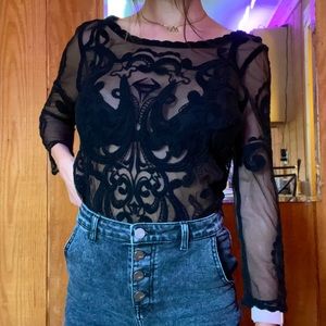 Express Long Sleeve Lace Top